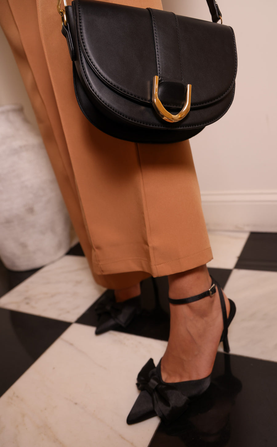 Black Satin Bow Heels