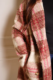 Oversized Plaid Button Down Coat