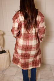 Oversized Plaid Button Down Coat