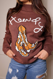 Brown Howdy Turtleneck Sweater