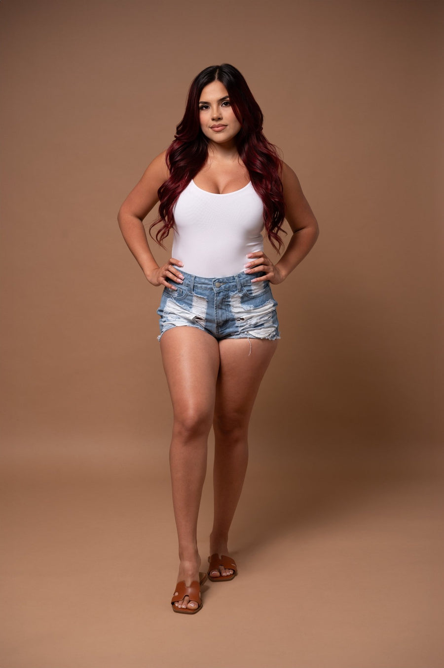 Distressed Denim Short Shorts