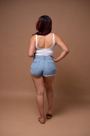Distressed Denim Short Shorts
